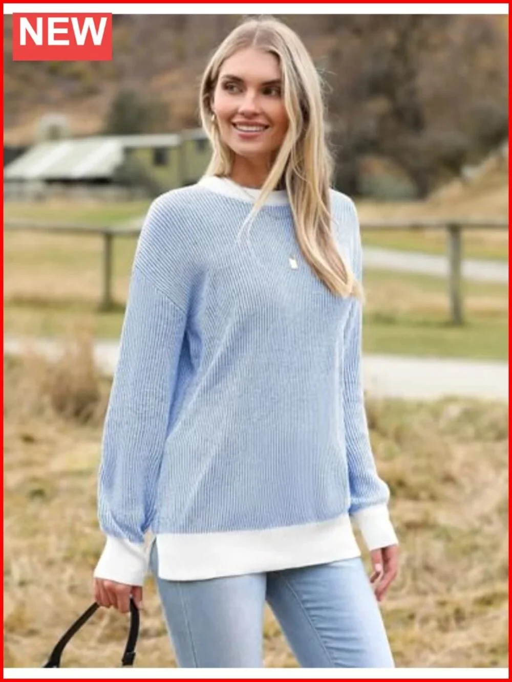 Zeagoo Lightweight Oversized Knit Sweater Long Sleeve Crew Neck Pullover